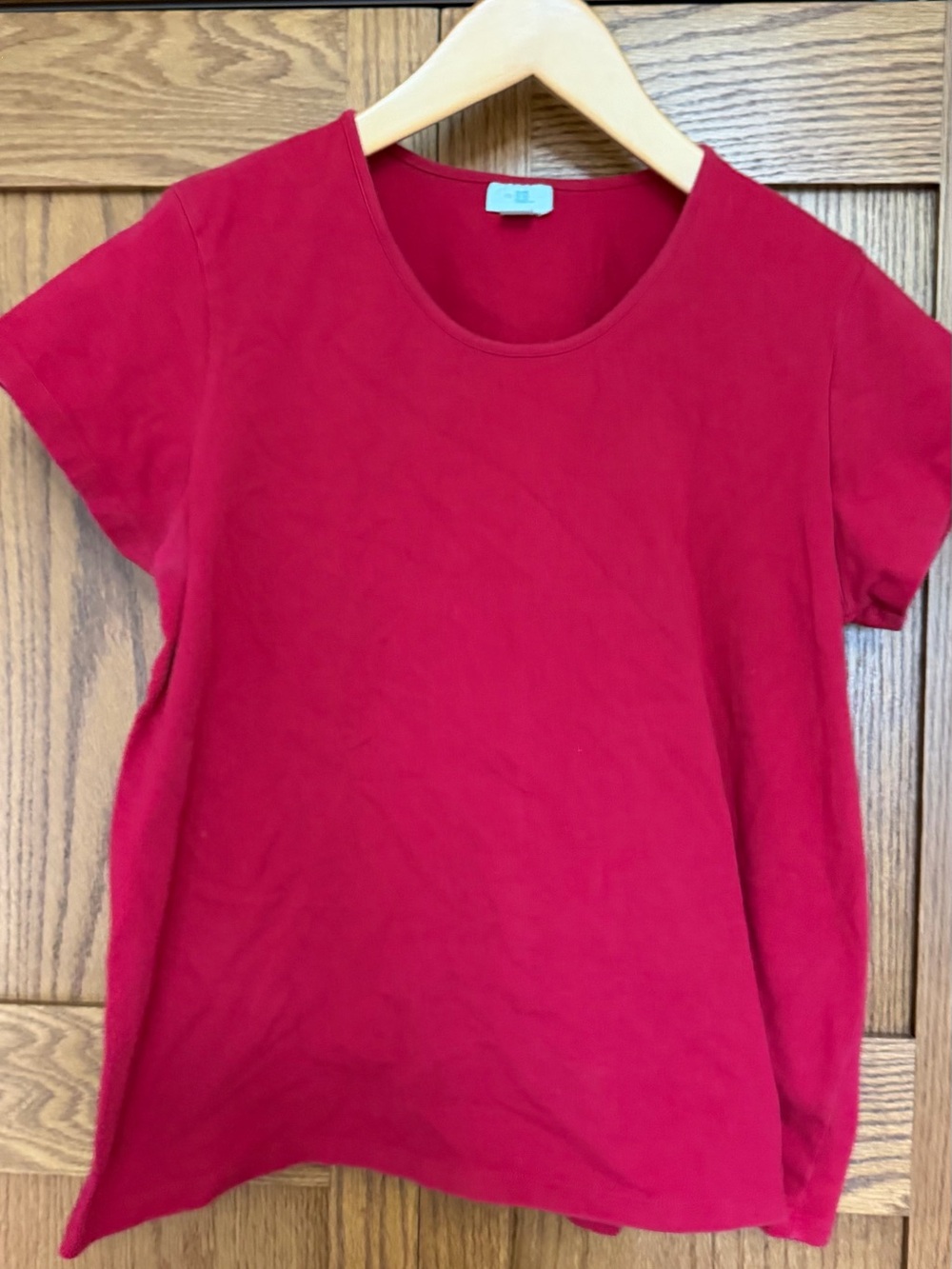 Mimi Maternity Short-Sleeve Crew Tee in Red